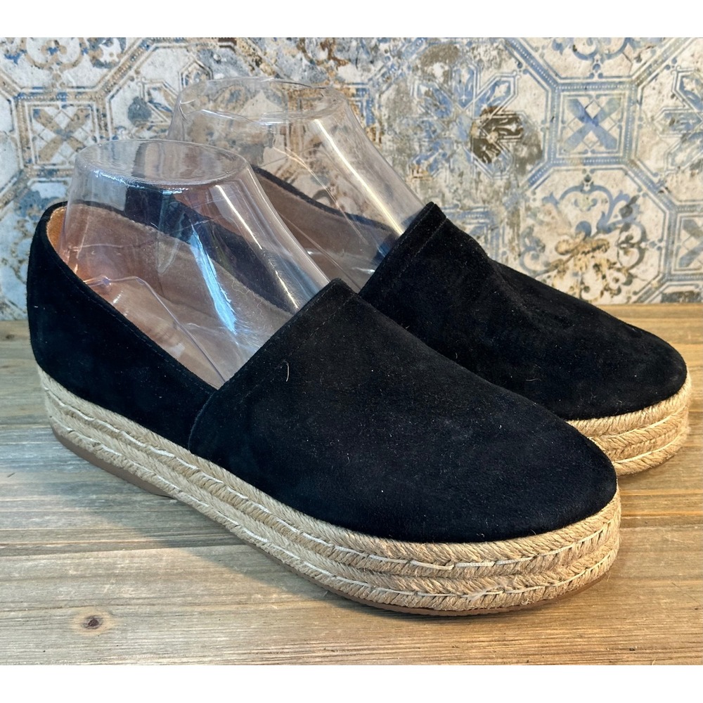 Naturalizer Thea Espadrille Platform Suede Flats Shoes Resort Womens 8 Black
